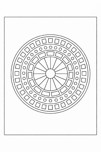 Geometrisches Mandala in Schwarz-Weiß (3)