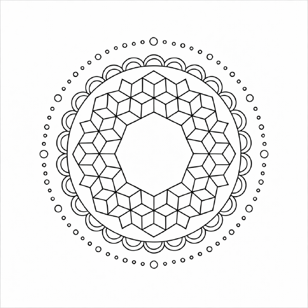 Geometrisches Mandala in Schwarz-Weiß (5)