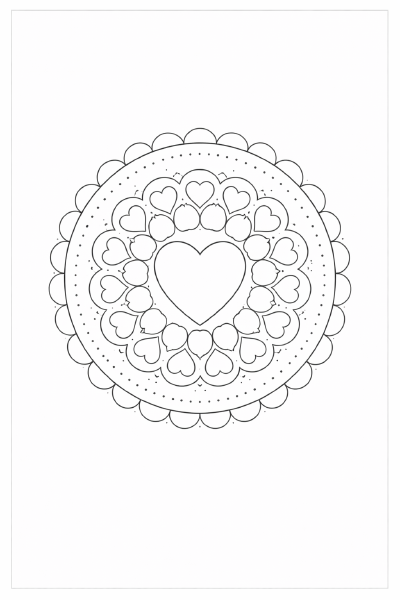 Herzmandala im klaren Linienstil