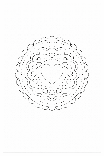 Herzmandala in Schwarz-Weiß (1)