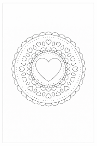 Herzmandala in Schwarz-Weiß