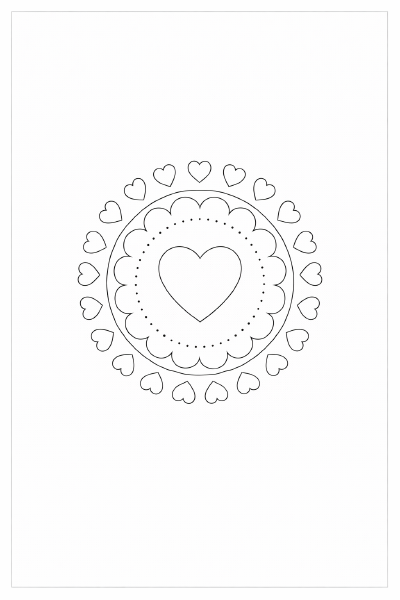 Herzmandala in klaren Linien