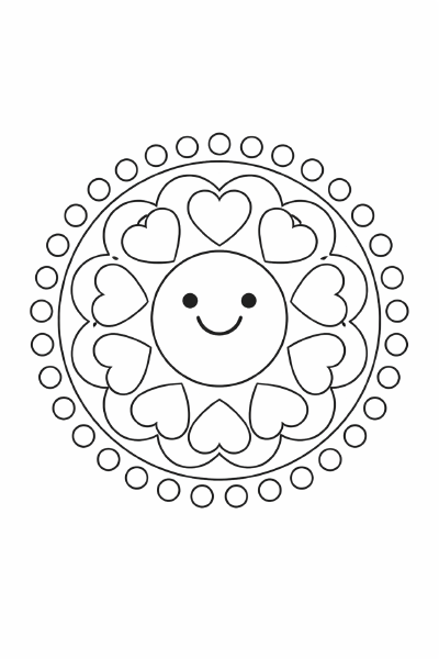 Lächelndes Mandala mit Herzen