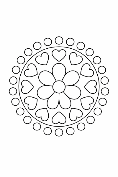Schlichte Mandala mit Herzrahmen