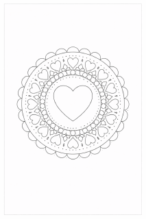 Symmetrische Herz-Mandala-Zeichnung