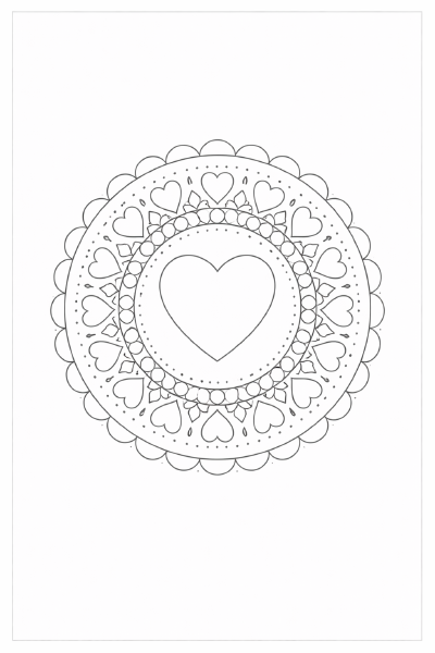 Symmetrische Herz-Mandala-Zeichnung