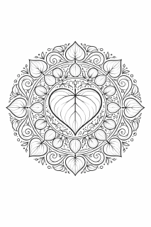 Symmetrische Mandala mit Herzblattmotiv