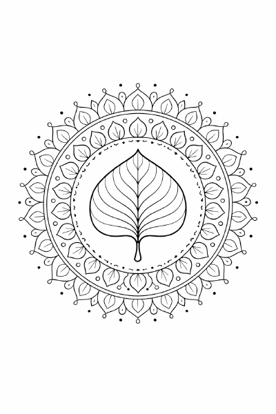 Symmetrisches Mandala mit Herzblatt