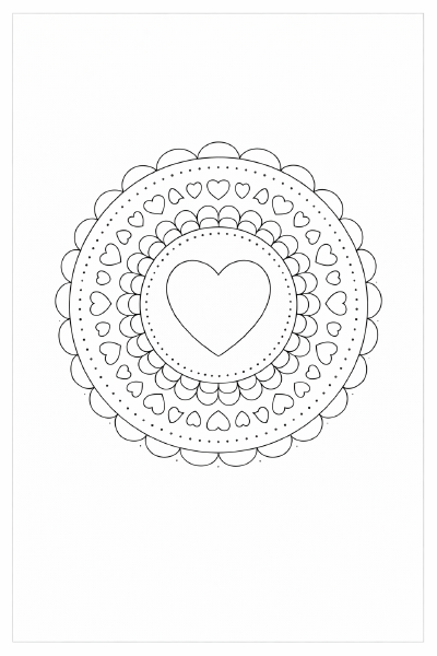 Symmetrisches Mandala mit Herzmotiven (1)