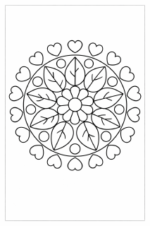 Symmetrisches Mandala mit Herzmotiven