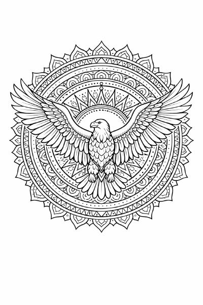 Tier Eagle im Herzen der Mandala