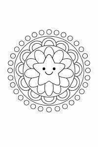 Kinderfreundliches Mandala mit Smiley-Stern
