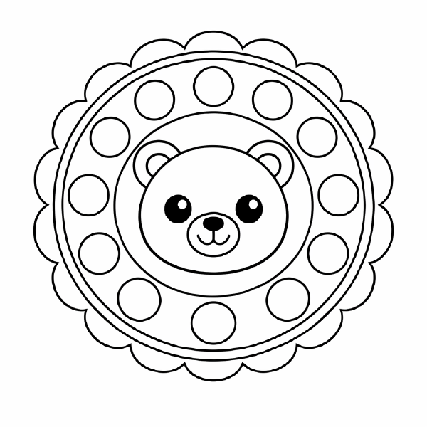 Kindermandala Bärgesicht im Mandala-Design