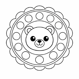 Kindermandala Bärgesicht im Mandala-Design
