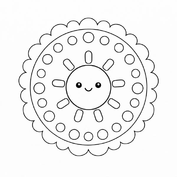 Kindermandala Lächelnde Sonne im Mandala-Design