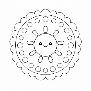 Kindermandala Lächelnde Sonne im Mandala-Design