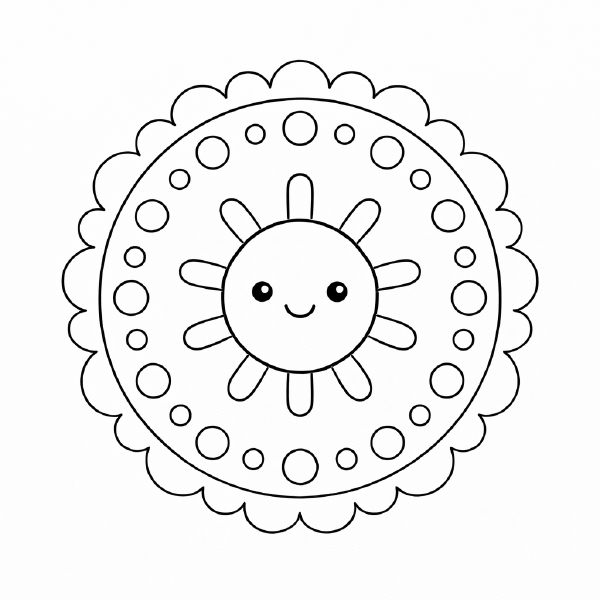Kindermandala Lächelnde Sonne im Mandala-Stil (1)