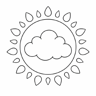 Kindermandala Mandala mit Wolke und Regentropfen