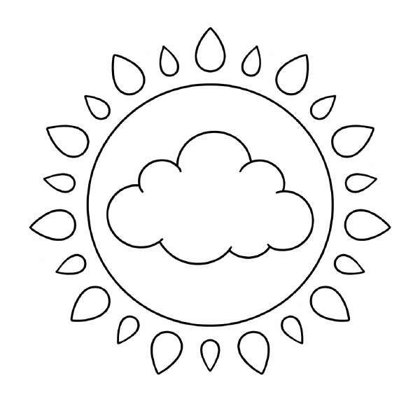 Kindermandala Mandala mit Wolke und Regentropfen