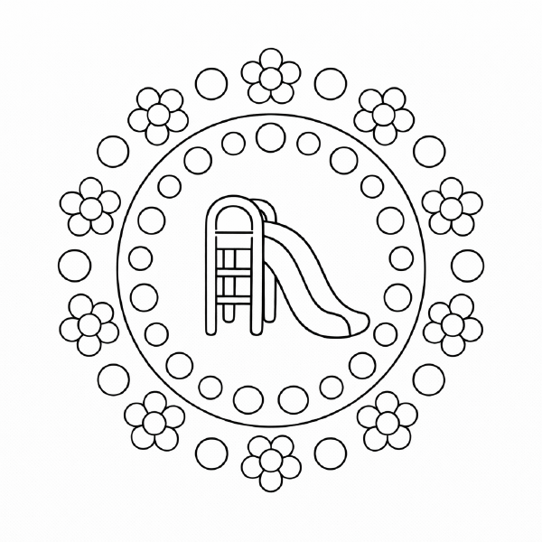 Kindermandala Schlichter Mandala mit Rutsche