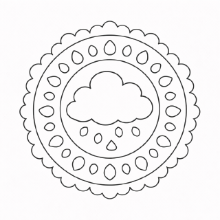 Kindermandala Schwarze Mandala Wolke und Tropfen