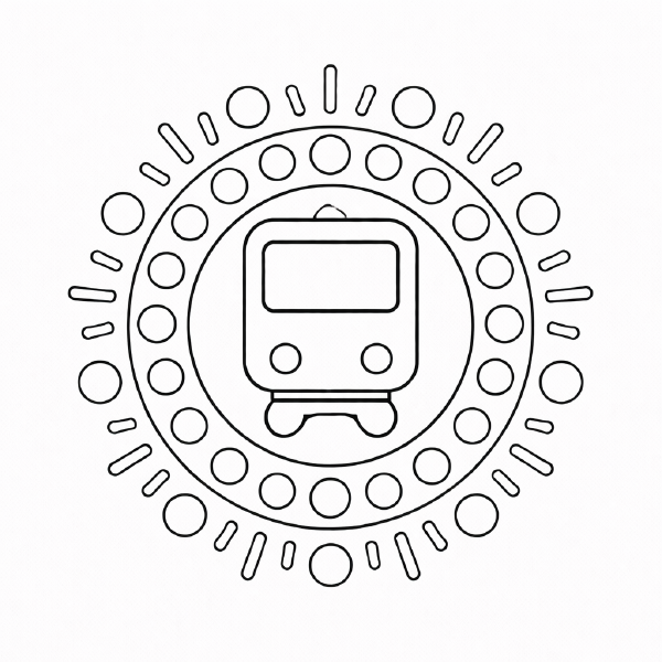 Kindermandala Schwarzes Mandala mit Lokomotive