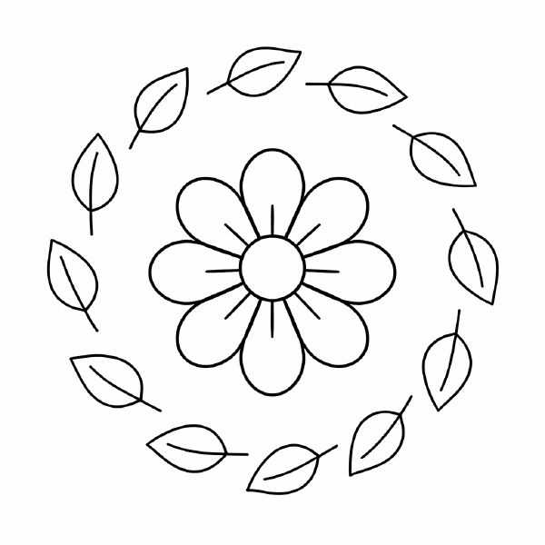 Kindermandala Symmetrische Blume im Mandala-Design
