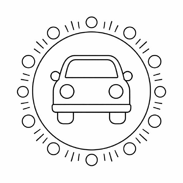 Kindermandala Symmetrische Mandala mit Autoillustration