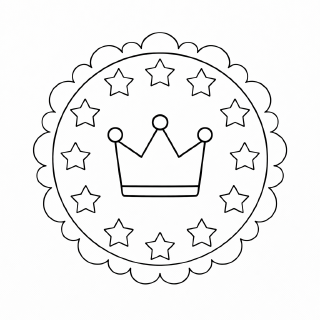 Kindermandala Symmetrische Mandala mit Krone und Sternen