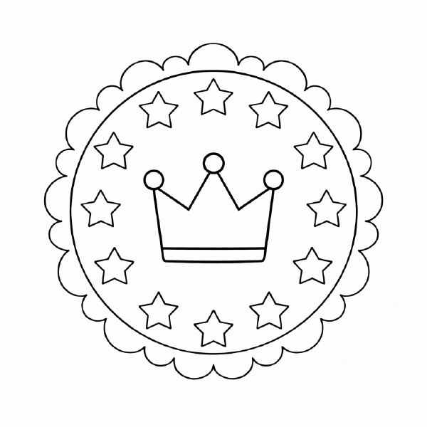 Kindermandala Symmetrische Mandala mit Krone und Sternen