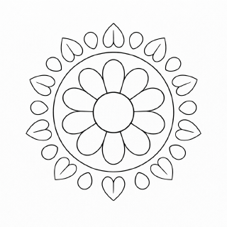 Kindermandala Symmetrisches Mandala mit Blume und Blättern