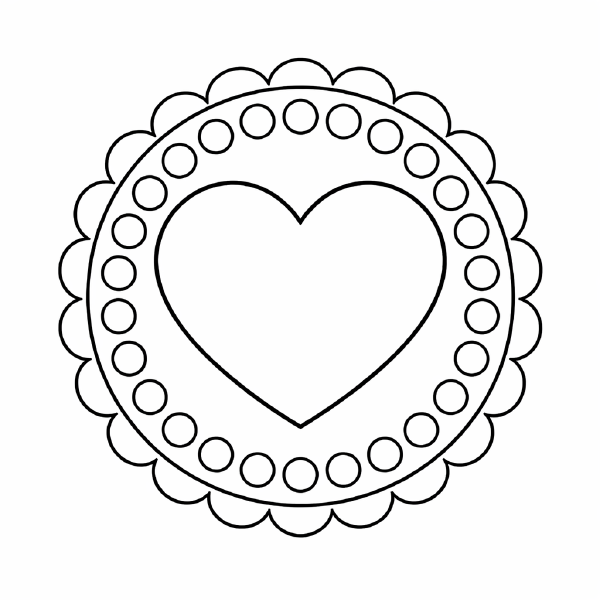 Kindermandala Symmetrisches Mandala mit Herzmotiv