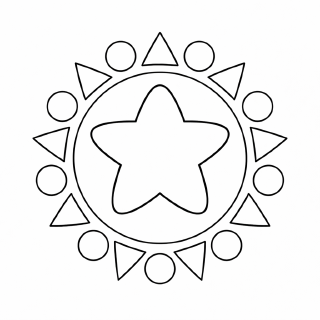 Kindermandala Symmetrisches Mandala mit fünffrübigen Stern