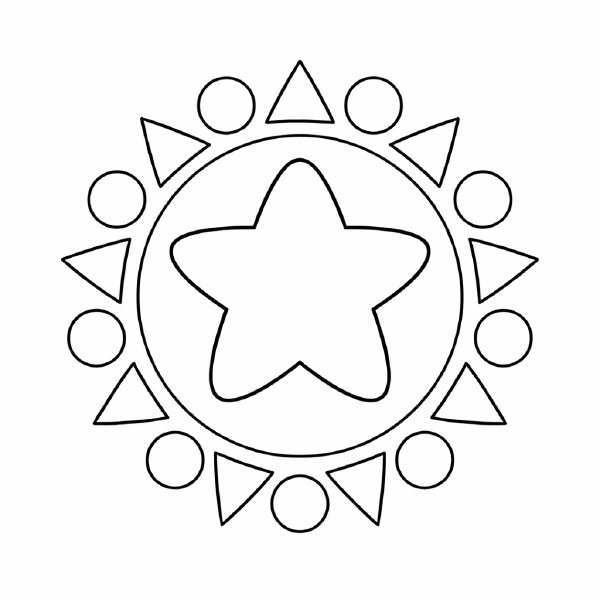 Kindermandala Symmetrisches Mandala mit fünffrübigen Stern