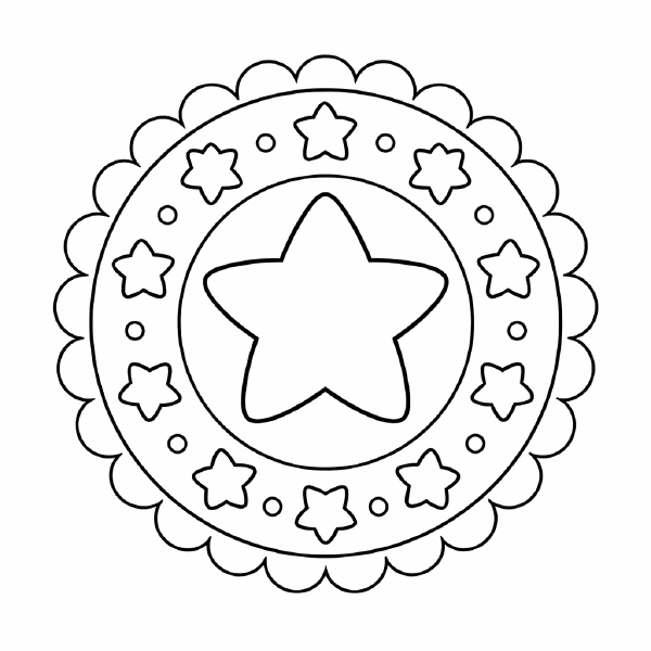 Kindermandala Symmetrisches Mandala mit fünfzackigem Stern