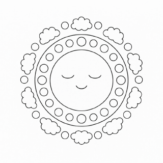 Kindermandala Symmetrisches Mandala mit friedlichem Gesicht