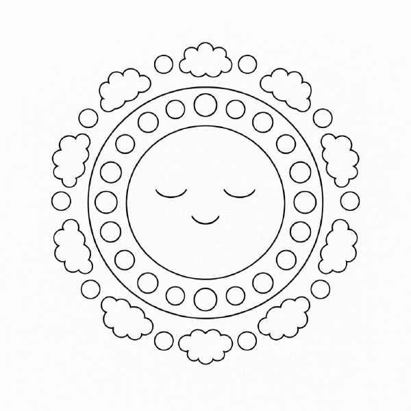 Kindermandala Symmetrisches Mandala mit friedlichem Gesicht