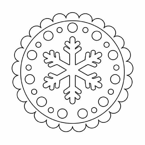 Kindermandala Symmetrisches Winter-Mandala mit Schneeflocken