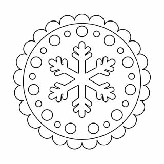 Kindermandala Symmetrisches Winter-Mandala mit Schneeflocken
