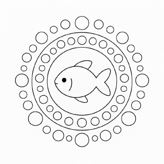 Kindermandala Unterwasser-Mandala mit Fisch und Blasen (1)