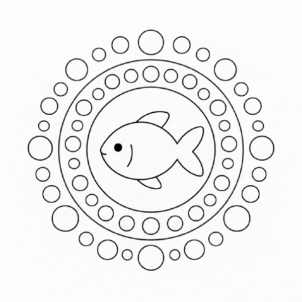 Kindermandala Unterwasser-Mandala mit Fisch und Blasen (1)