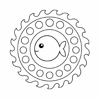 Kindermandala Unterwasser-Mandala mit Fisch und Blasen