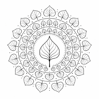 BlattMandala aus Blättern und Linien