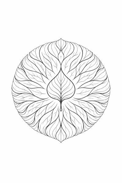 Symmetrisches Blattmuster in Linienkunst