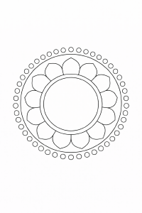 Symmetrisches Mandala in schwarzer Linie