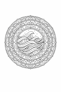 WellenMandala Wellen mandala in schwarzer Linie