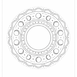 Lunar Mandala in Schwarz-Weiß
