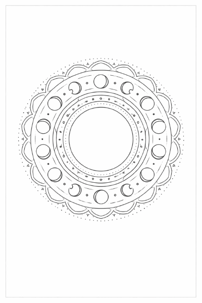 Lunar Mandala in Schwarz-Weiß