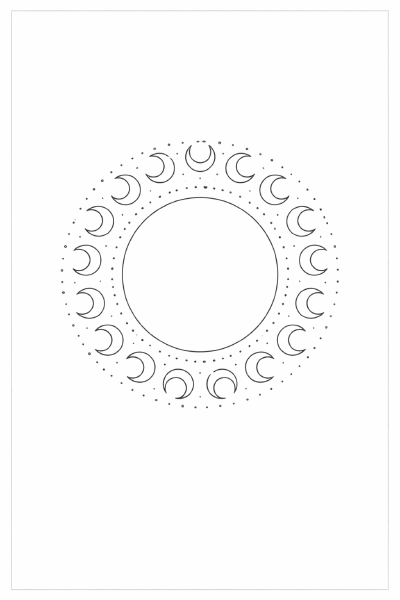 Lunar mandala in schwarz-weiß (1)