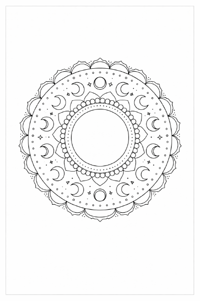Lunare Mandala im Schwarz-Weiß